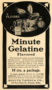 1909 Ad Minute Tapioca Company Gelatine Flavor Dessert - ORIGINAL MX5