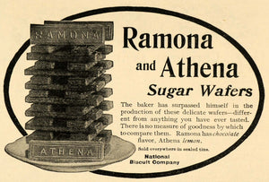 1900 Ad Ramona Athena Sugar Wafers National Biscuit Co - ORIGINAL MX5