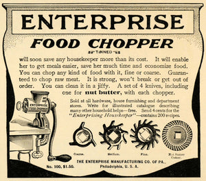 1900 Ad Enterprise Manufacturing Company Food Chopper - ORIGINAL ADVERTISING MX5