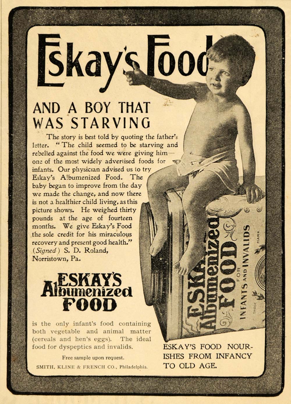 1900 Ad Eskays Albumenized Food Smith Kline French Co - ORIGINAL ADVERTISING MX5