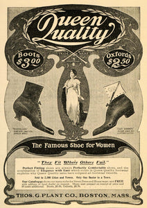1901 Ad Queen Quality Women Shoes Boots Thos G Plant Co - ORIGINAL MX5