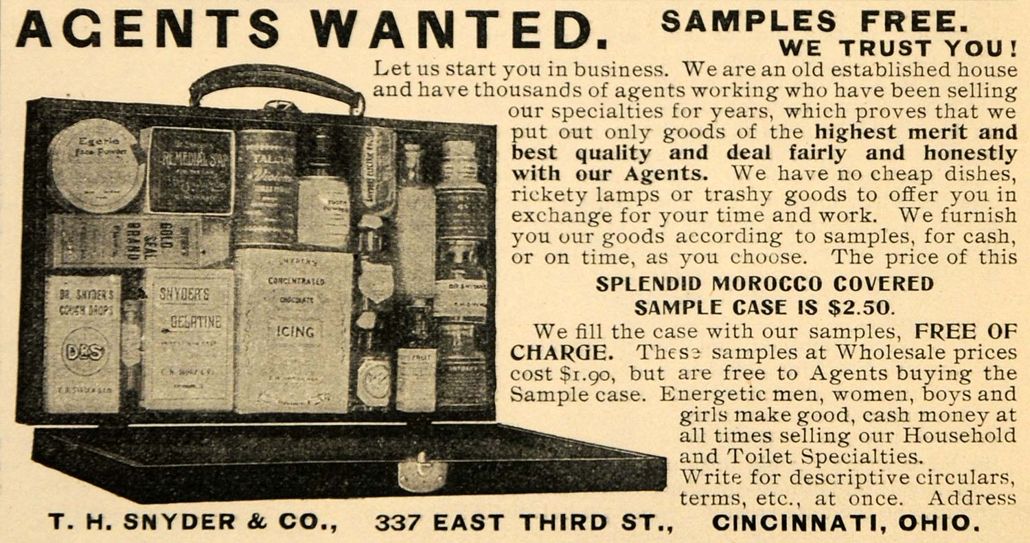 1901 Ad T H Snyder & Company Sample Case Morocco Cover - ORIGINAL MX5
