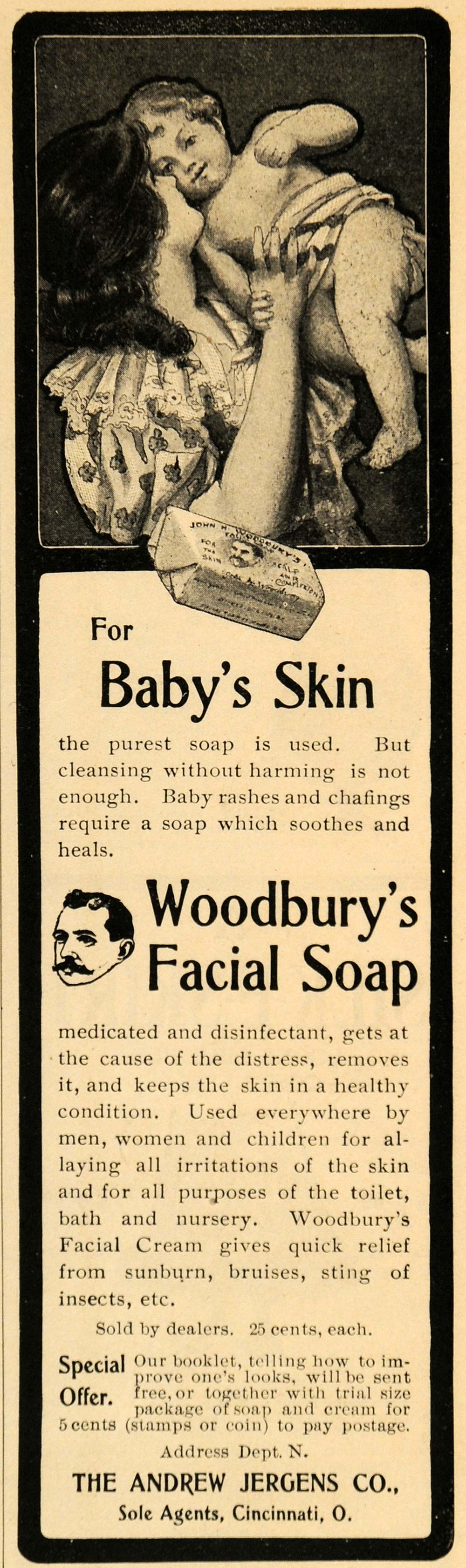 1901 Ad Baby Skin Woodburys Facial Soap Andrew Jergens - ORIGINAL MX5