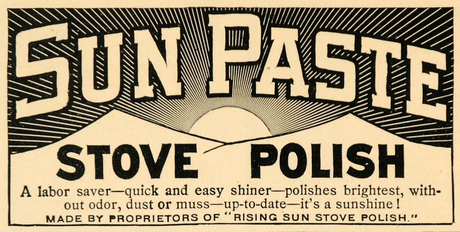1901 Ad Rising Sun Paste Stove Polish Kitchen Household Chemical MX5
