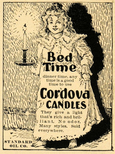1901 Ad Cordova Candles Standard Oil Candlestick Bedtime Advertisement MX5