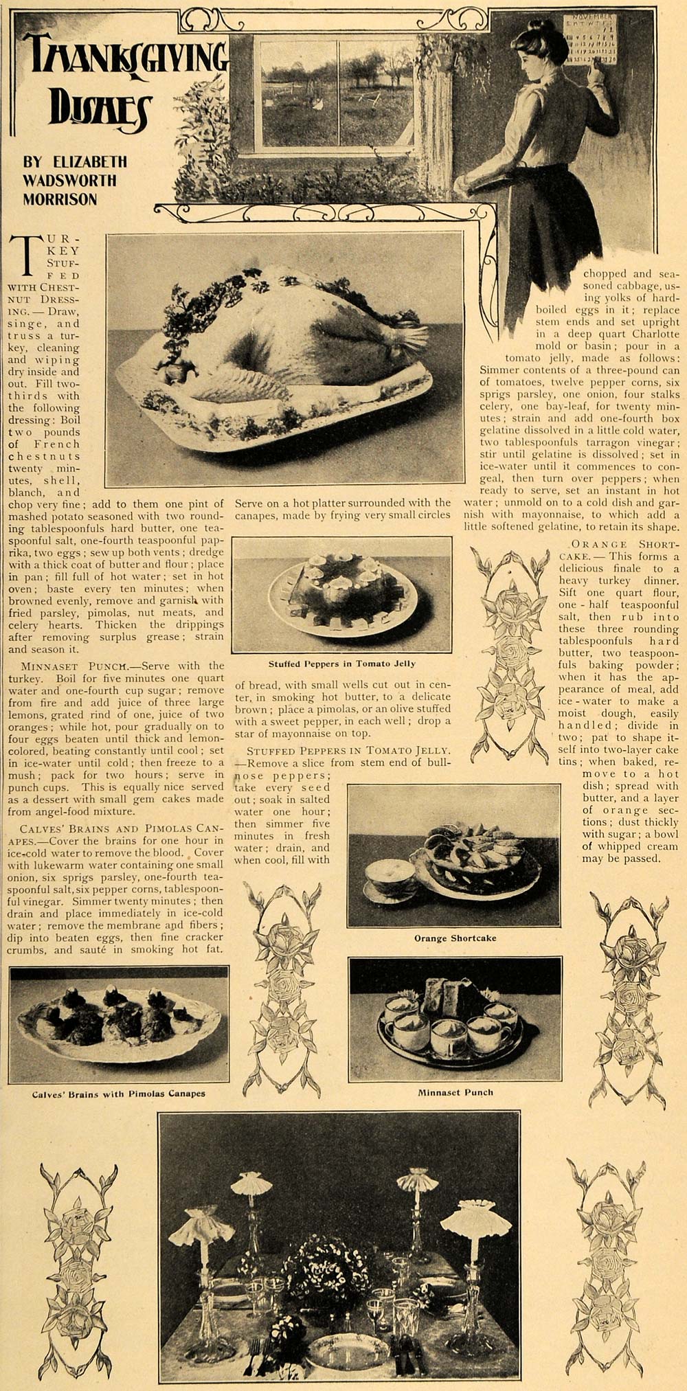 1901 Article Household Morrison's Thanksgiving Recipes - ORIGINAL MX6