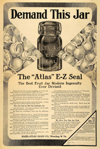 1911 Ad Hazel-Atlas E-Z Seal Glass Jars Preserves Pears - ORIGINAL MX6