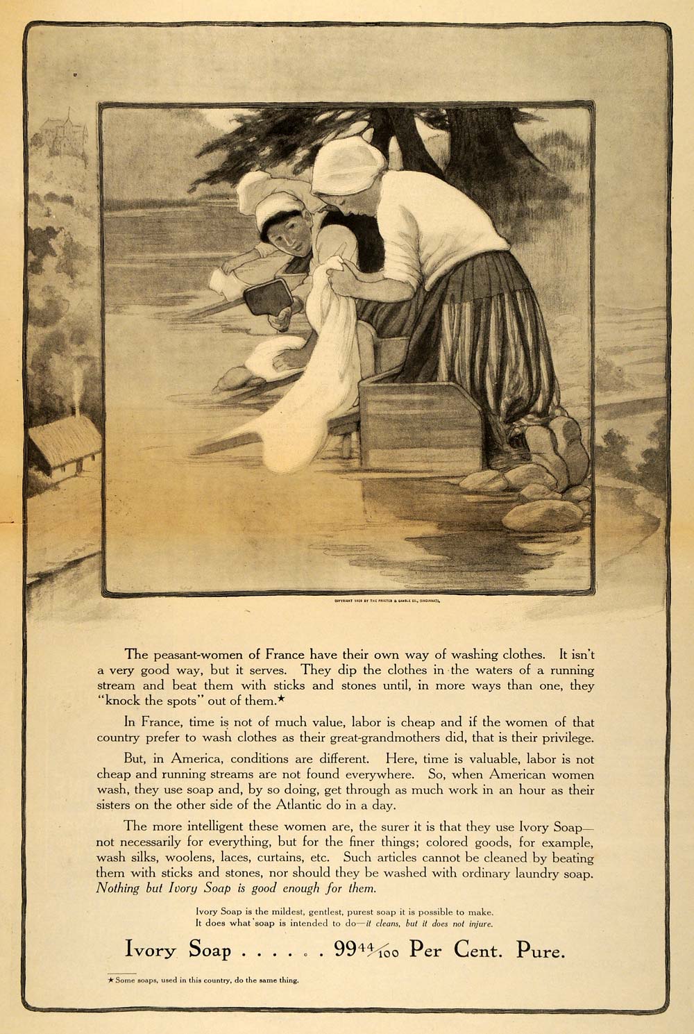1909 Ad France Peasant Women Laundresses Ivory Soap - ORIGINAL ADVERTISING MX6