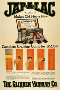 1909 Ad Jap-A-Lac Glidden Varnish Grain Outfit Flooring - ORIGINAL MX6