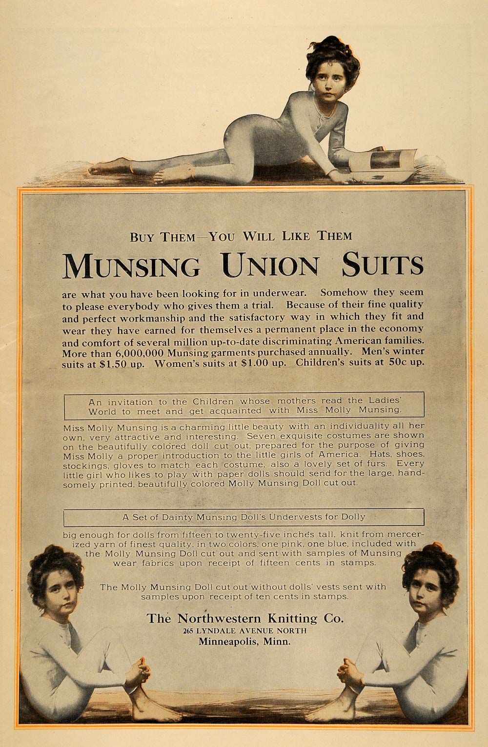 1900 Ad Northwestern Knitting Munsing Union Suits Price - ORIGINAL MX6