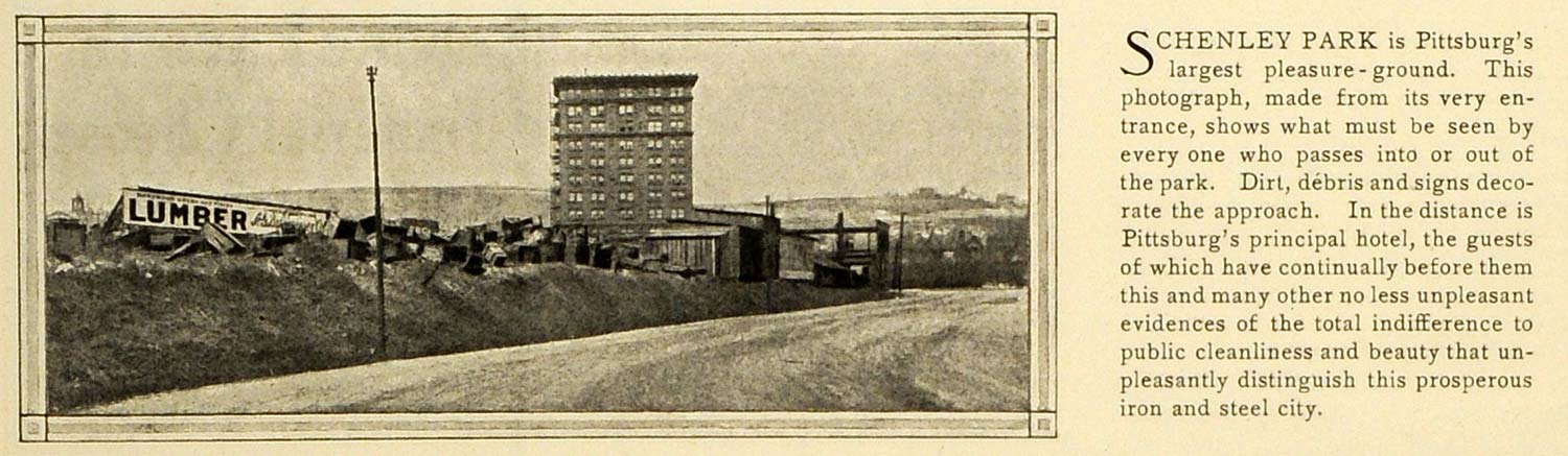 1906 Print Schenley Park Pittsburgh Hotel Building Municipal Grounds Old MX7