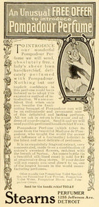 1906 Ad Stearns Perfumer Pompadour Perfume Handkerchief Parfum Beauty MX7