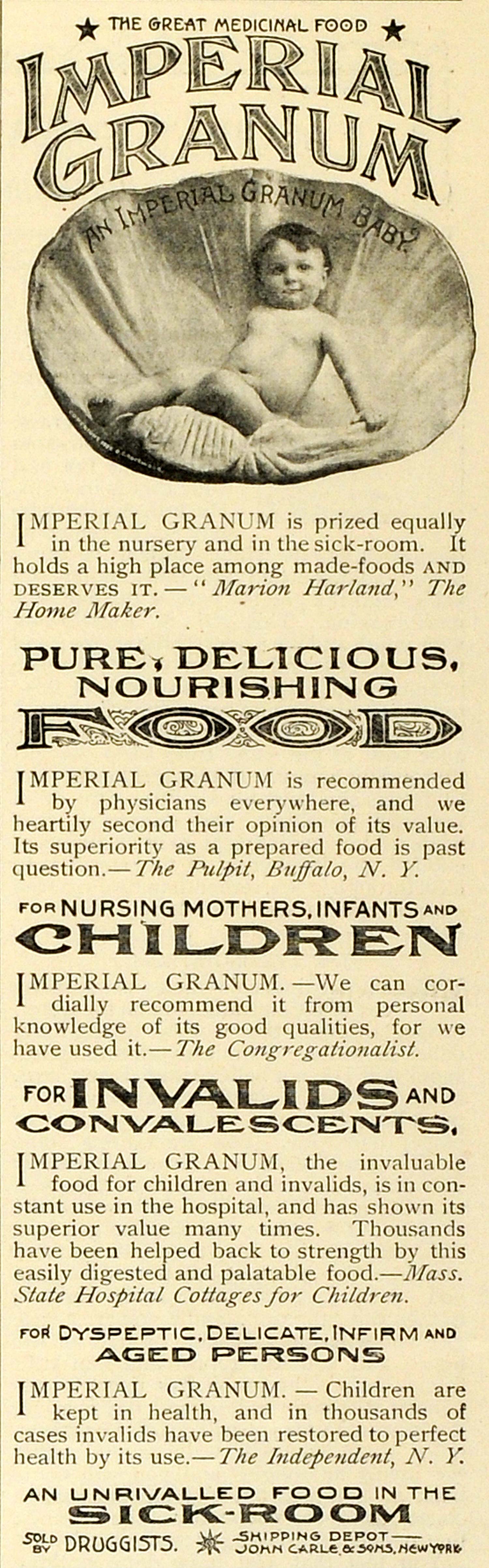 1893 Ad Imperial Granum Nutritious Food Infant Baby Nursery Food Products MX7