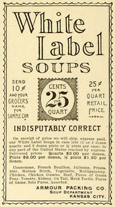 1893 Ad Armour Packing Co Kansas White Label Soups Consomme Bouillon Stock MX7