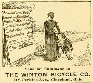 1893 Ad Winton Bicycle Co Pneumatic Tires Spring Saddles Special Bearing MX7