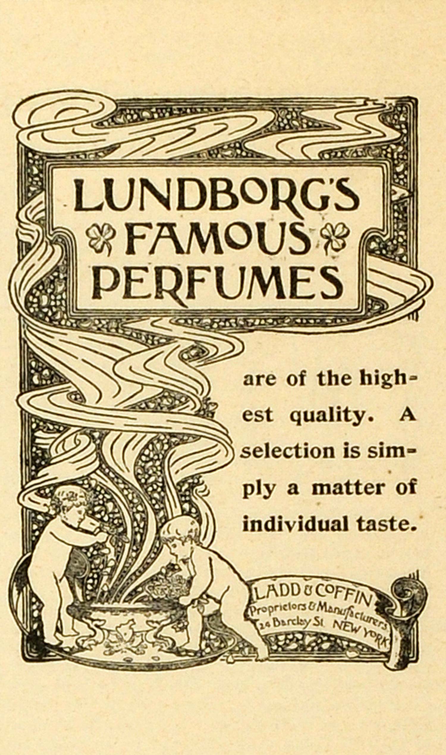 1893 Ad Lundborg's Famous Perfumes Ladd & Coffin Barclay New York Cherubs MX7