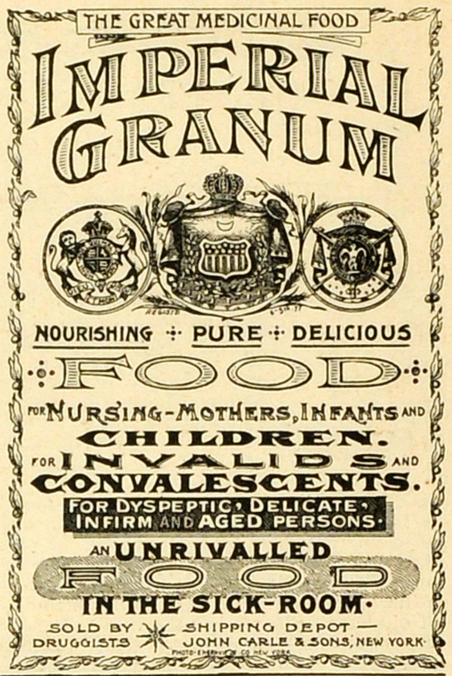 1893 Ad Imperial Granum Food Medicinal Children Nursery Baby Food Products MX7