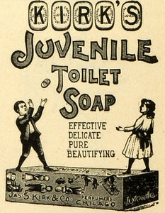 1893 Ad Jas. S. Kirk & Co Children Juvenile Toilet Bar Soap Cleansing MX7
