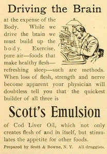 1893 Ad Scott's Emulsion Cod Liver Oil Nutritious Supplement Health Products MX7