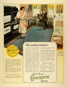 1922 Ad Congoleum Gold Seal Rugs Interior Kitchen Decorating Floors MX7