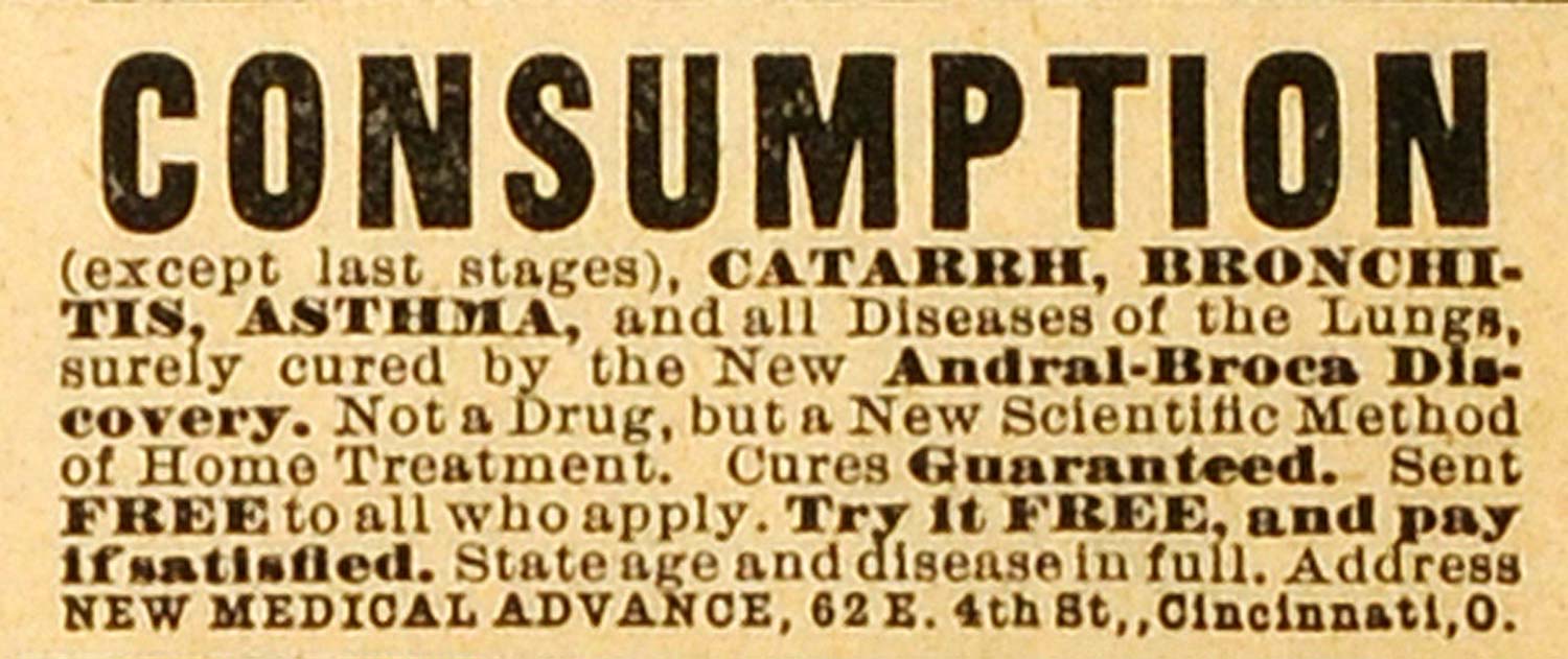 1892 Ad New Medical Advance Consumption Treatment Catarrh Bronchitis Asthma MX7