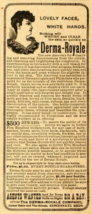 1892 Ad Derma-Royale Face Hands Beauty Bleach Skin Complexion Clearing MX7