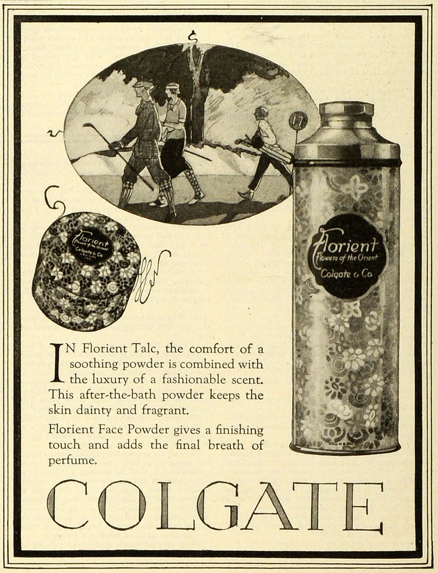 1922 Ad Colgate Florient Orient Flowers Talc Face Powder Perfume Beauty MX7