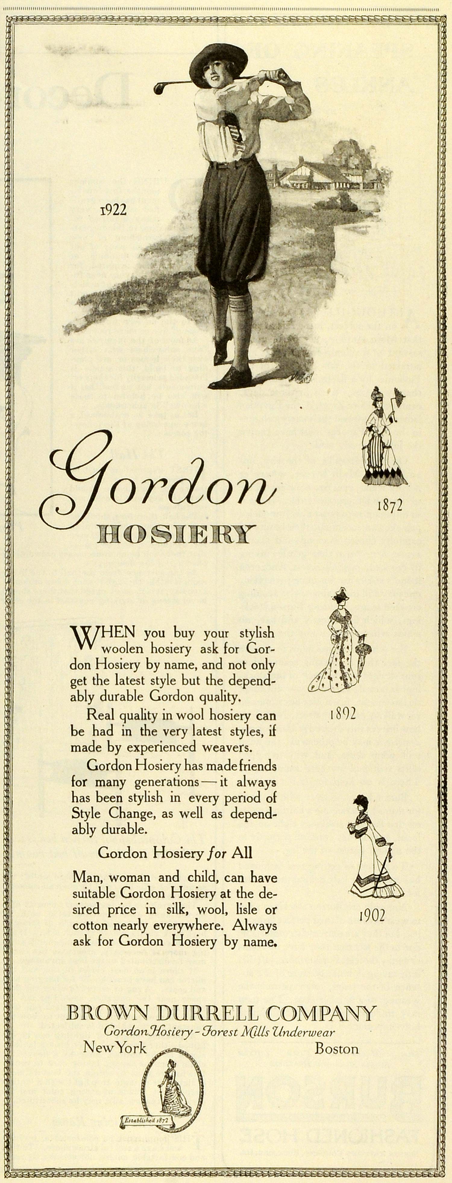 1922 Ad Brown Durrell Gordon Hosiery Forest Mills Underwear Undergarments MX7