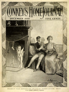 1898 Cover Conkeys Home Journal Romantic Lovers Cupid Angel Victorian MX7