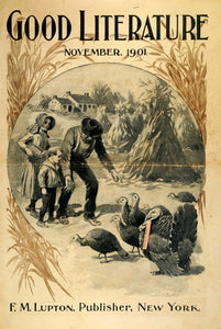 1901 Cover Good Literature Magazine Thanksgiving Family Turkey Father MX7