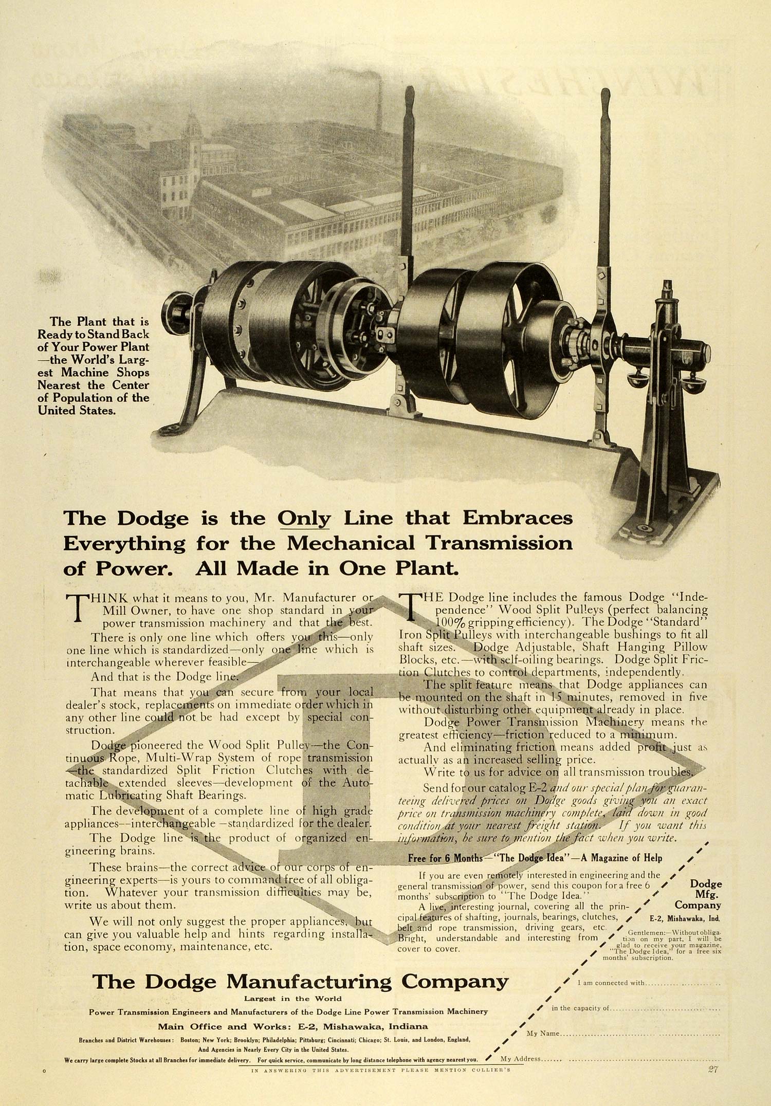 1909 Ad Dodge Automotive Mechanical Power Transmission Industrial MX7