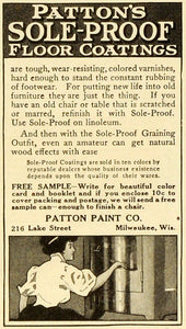 1909 Ad Patton Paint Sole Proof Linoleum Floor Coating Stain Varnish MX7