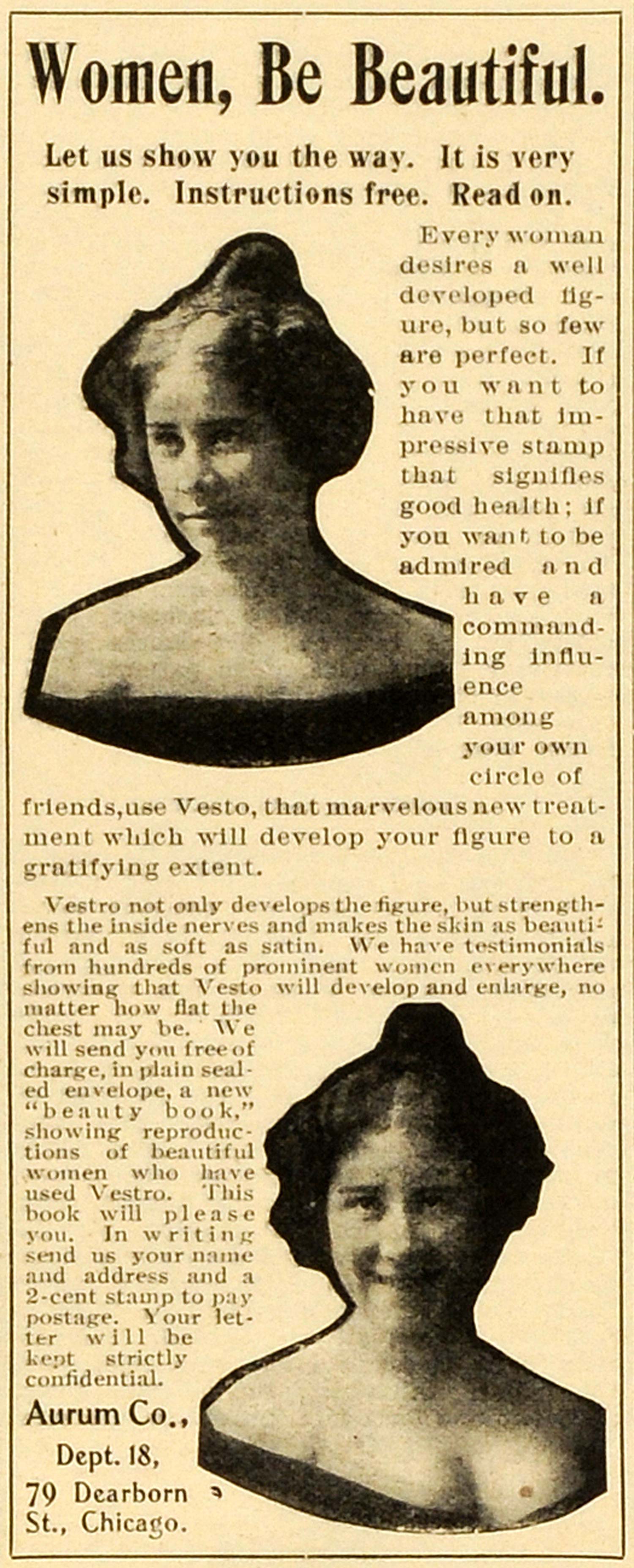 1904 Ad Beauty Health Breast Enhancement Vesto Aurum 79 Dearborn Street MX7