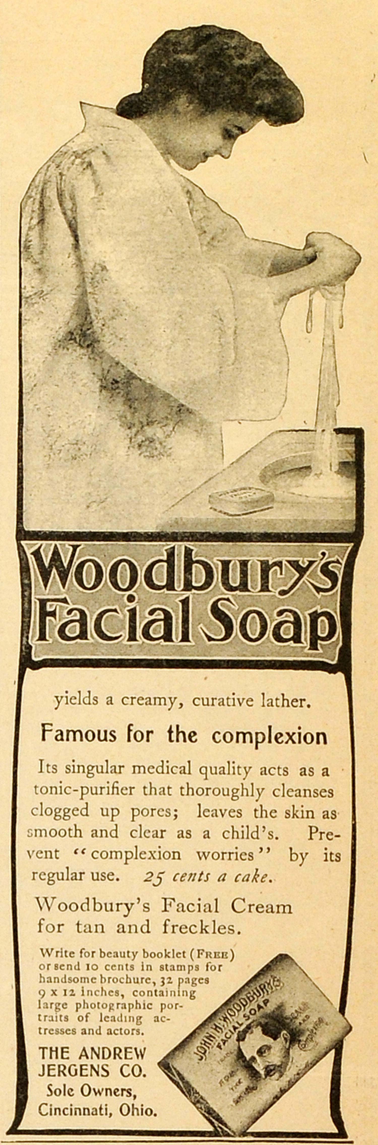 1904 Ad Woodburys Facial Soap Cream Andrew Jergens Complexion Skin MX7