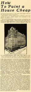 1902 Ad Caarrara Paint Waldorf Astoria New York City Hotel Home Improvement MX7