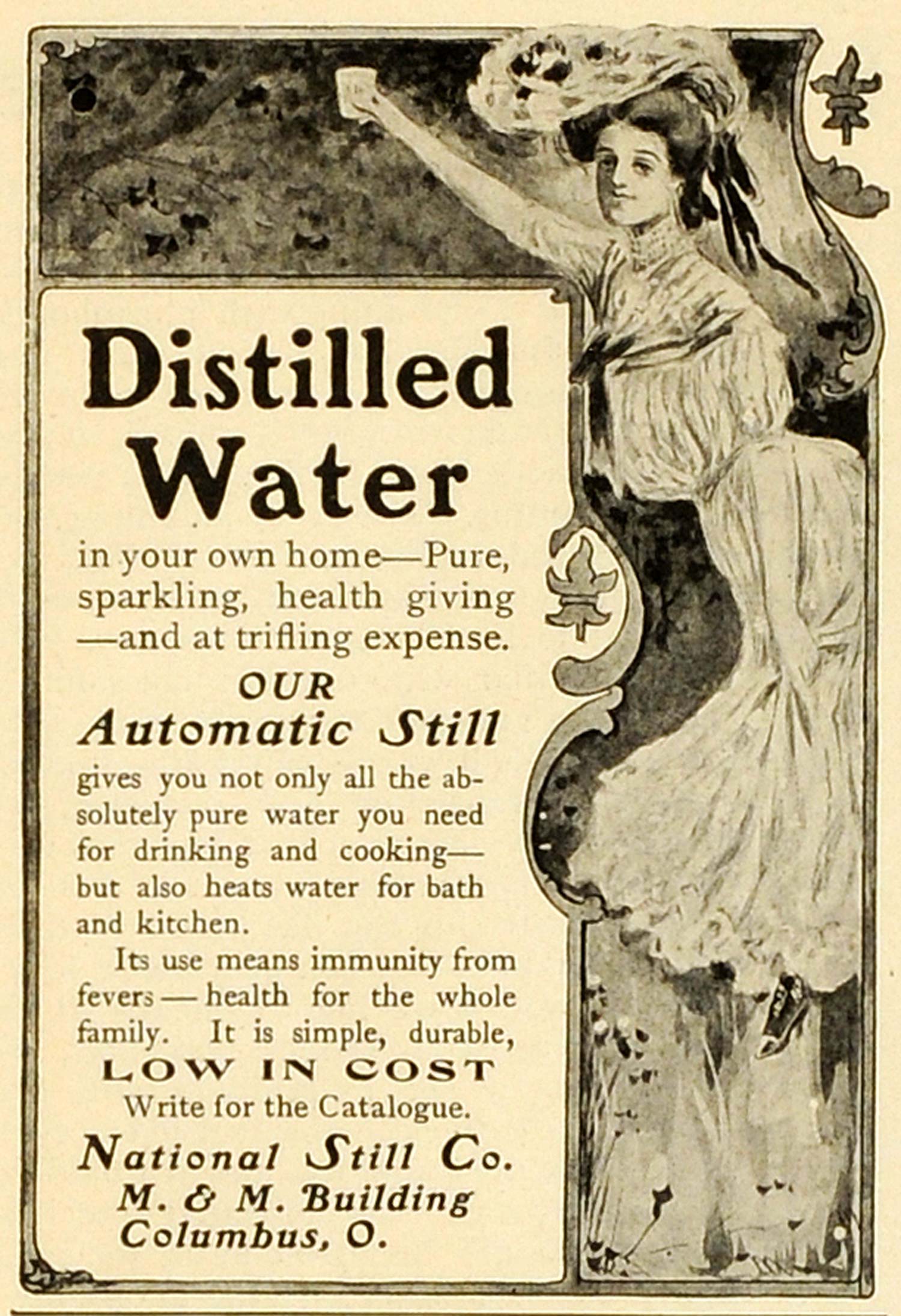 1902 Ad National Automatic Still Home Distilled Water Purification Columbus MX7