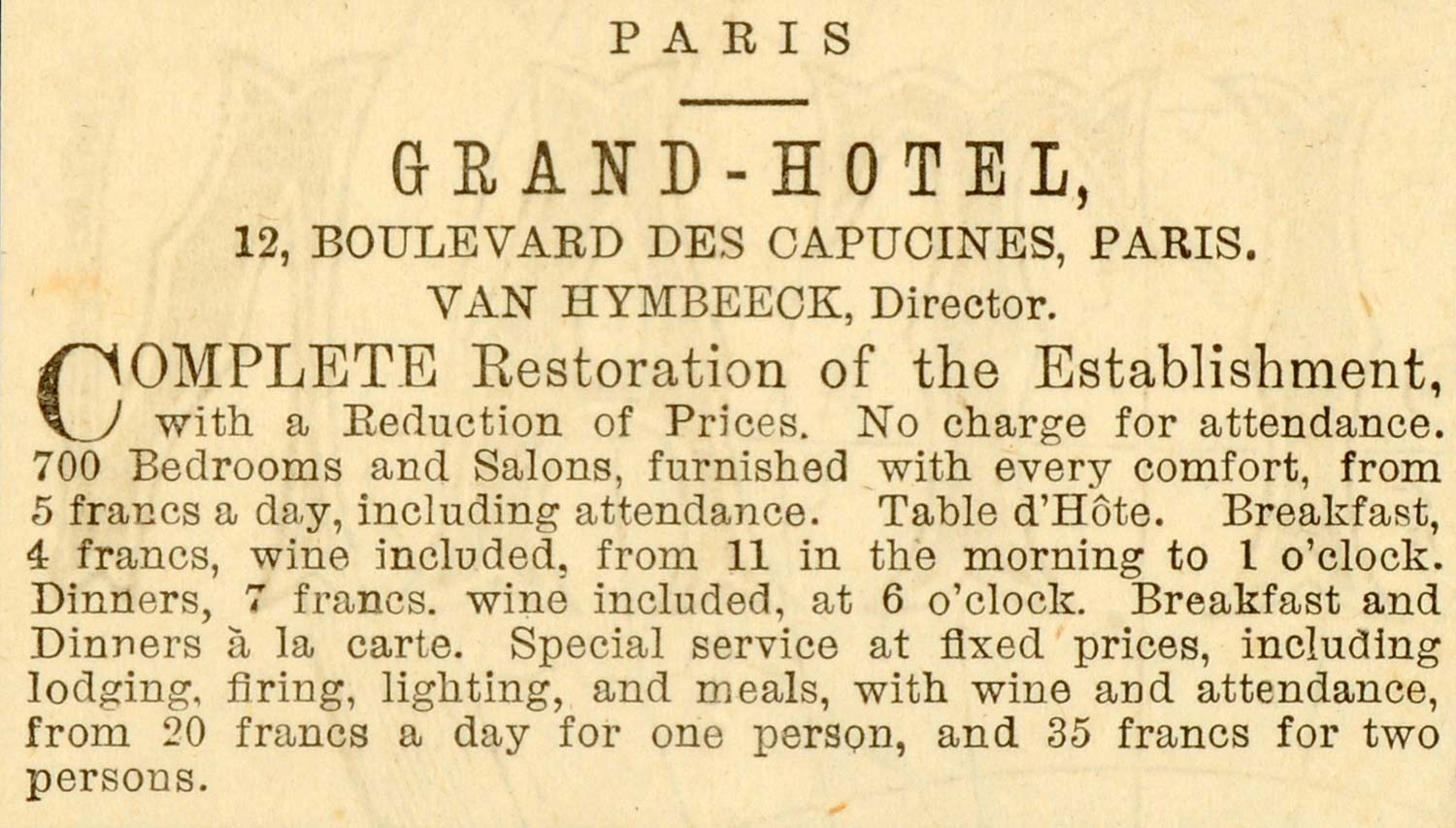 1873 Ad Grand-Hotel Boulevard Des Capucines Paris France Van Hymbeeck Resort MX7