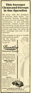 1913 Ad Duntley Pneumatic Sweeper Vacuum Household Cleaning Housekeeping MX7