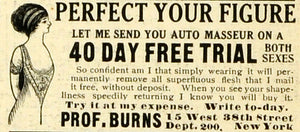 1910 Ad Professor Burns Auto Masseur Weight Loss Medical Quackery Health MX7