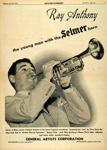 1952 Ad General Art Ray Anthony Trumpet Capitol Records - ORIGINAL MZ1