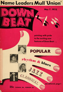 1952 Cover Down Beat Pop Rhythm Blue Jazz Classic Music - ORIGINAL MZ1