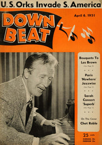 1951 Cover Down Beat Chet Roble Pianist Singer Actor - ORIGINAL MZ1