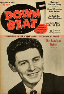 1953 Cover Down Beat Eddie Fisher Television Host Music - ORIGINAL MZ1