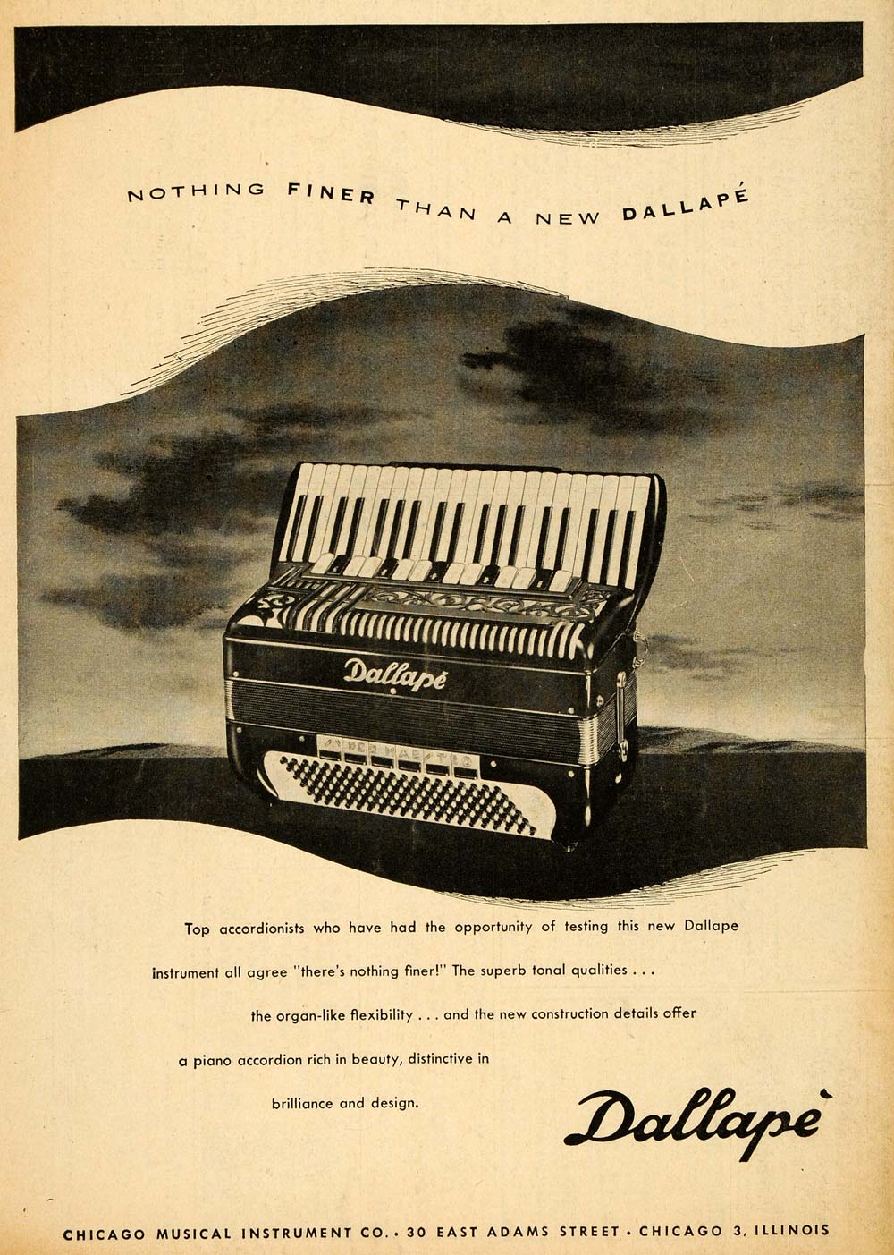 1951 Ad Chicago Musical Instruments Dallape Accordions - ORIGINAL MZ1