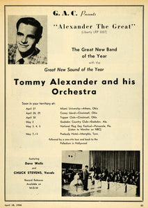 1956 Ad Tommy Alexander Orchestra Band Tour MGM Record - ORIGINAL MZ1