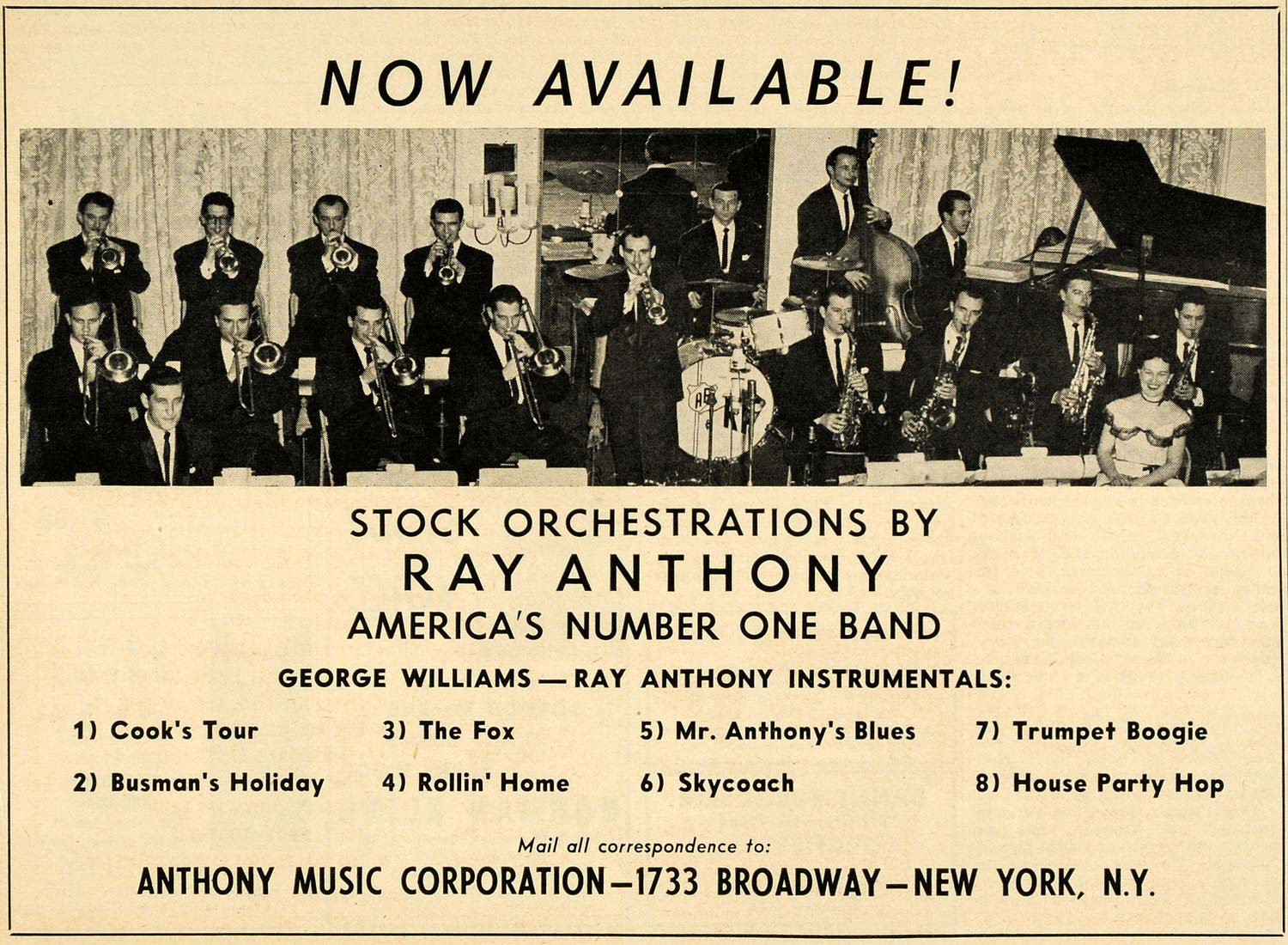 1952 Ad Ray Anthony George Williams Orchestra Records - ORIGINAL ADVERTISING MZ1