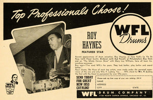 1953 Ad WFL Ludwig Drums Roy Haynes Percussion Chicago - ORIGINAL MZ1