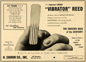 1951 Ad H. Chiron Vibrator Reeds Woodwind Instruments - ORIGINAL ADVERTISING MZ1