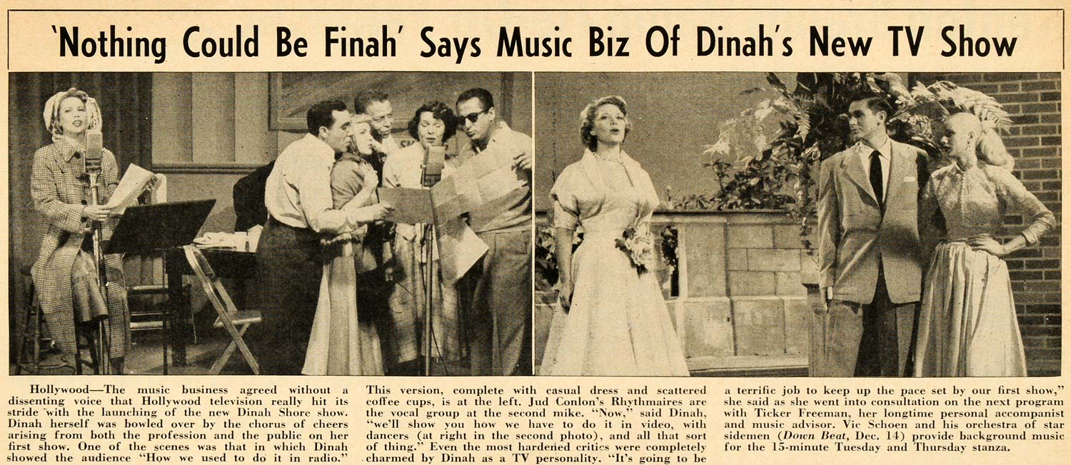 1952 Print Dinah Shore TV Show Jud Conlon Rhythmaires - ORIGINAL HISTORIC MZ1