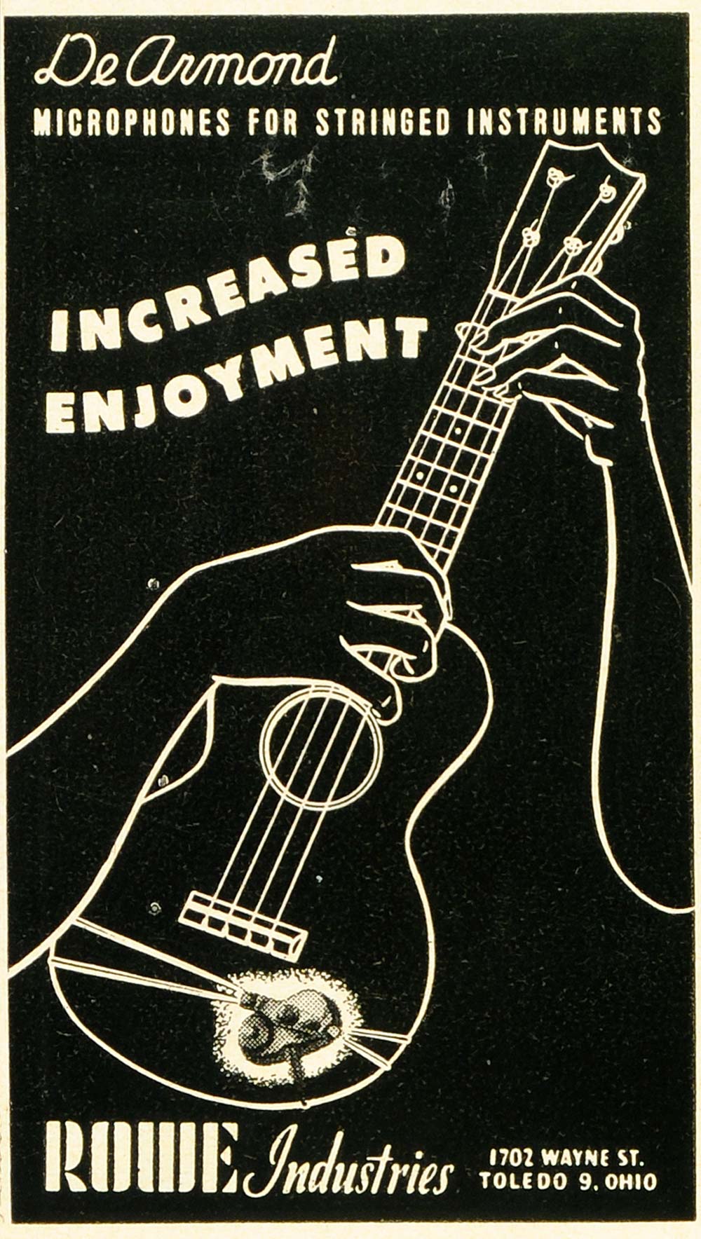1952 Ad Rowe DeArmond Stringed Instrument Microphones - ORIGINAL ADVERTISING MZ1